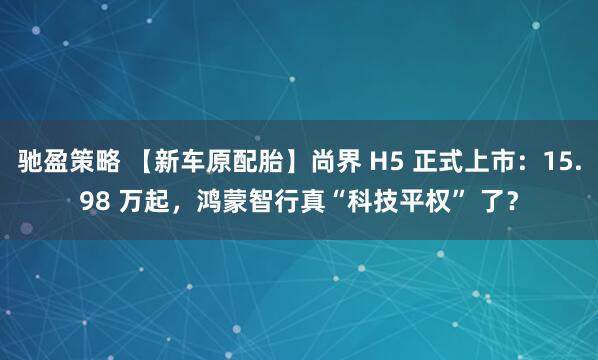 驰盈策略 【新车原配胎】尚界 H5 正式上市：15.98 万起，鸿蒙智行真“科技平权” 了？